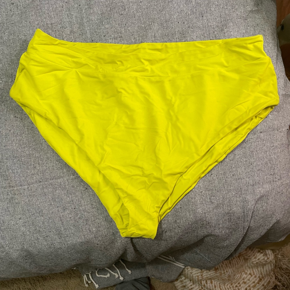 Night Dive Neon Yellow High Wasted Bikini Bottoms 2X